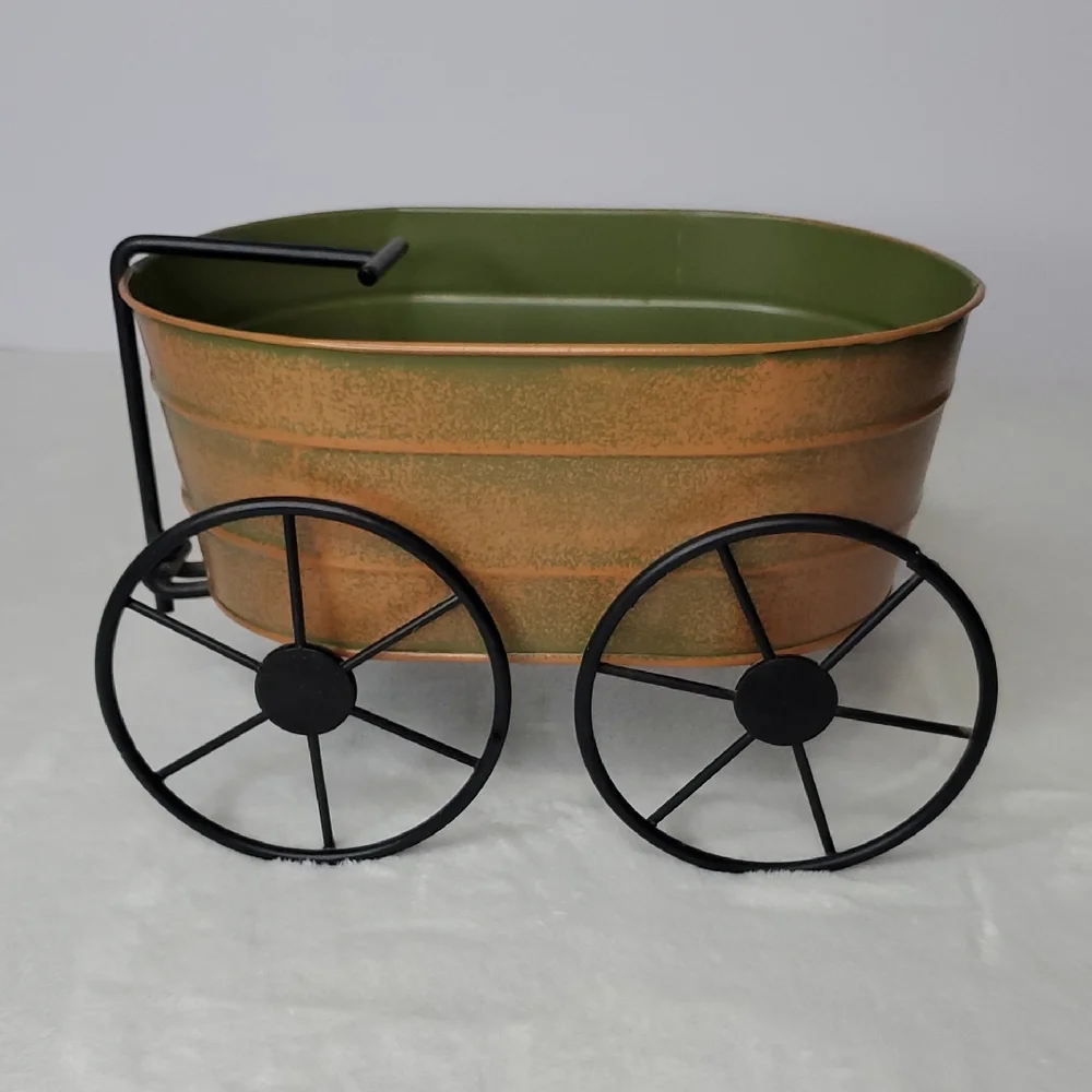 Metal Wagon Planter Decoration Centerpiece Home Decor